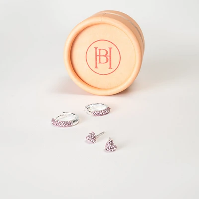 Lilac Always On Sparkle Hoops and Heart Studs Gift Set