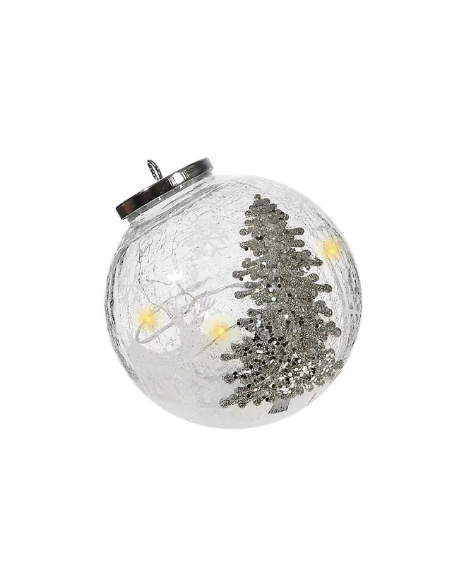 Shimmery Tree Glass Ornament Decor With Led