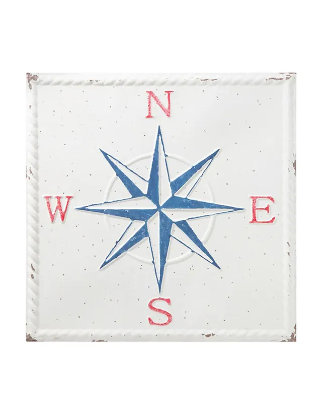 Metal Square Wall Decor With "compass"