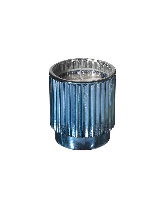 4.6 Oz Ribbed Electroplated Scented Candle (coastal Breeze) - Set Of 2