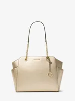 Jacquelyn Medium Metallic Pebbled Leather Tote Bag