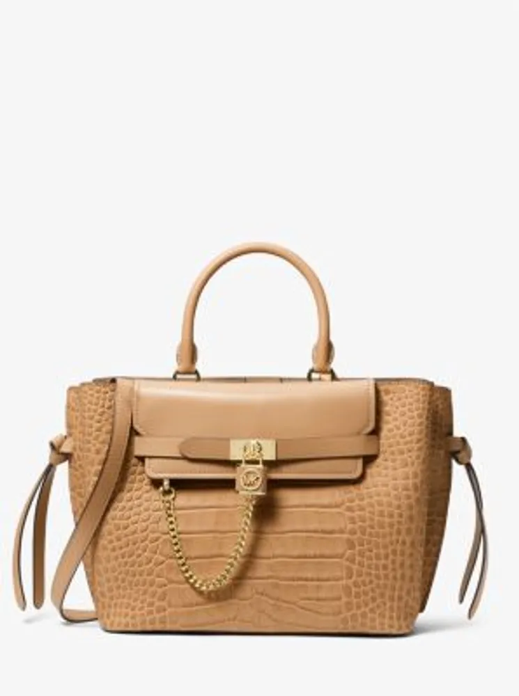 Hamilton Legacy Large Crocodile Embossed Leather Belted Satchel