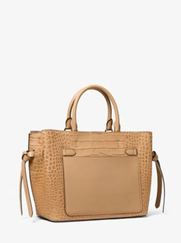 Hamilton Legacy Large Crocodile Embossed Leather Belted Satchel