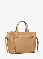 Hamilton Legacy Large Crocodile Embossed Leather Belted Satchel