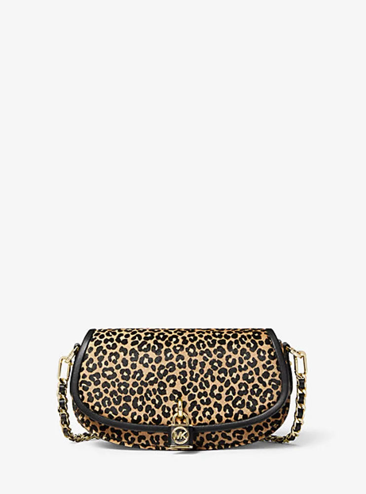 Mila Small Leopard Print Calf Hair Shoulder Bag