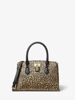 Ruby Small Leopard Print Calf Hair Satchel