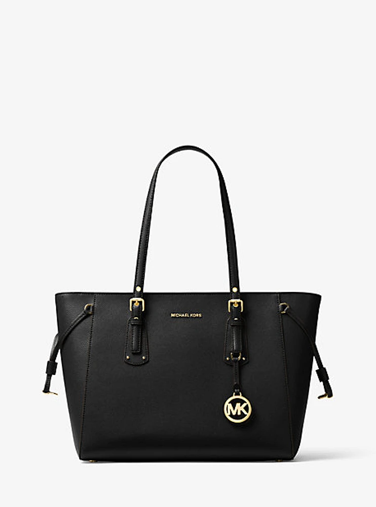Sac fourre-tout Voyager de taille moyenne en cuir à grain croisé