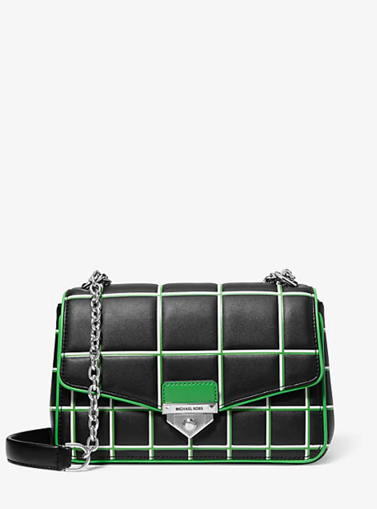 Soho Large Contrast Trim Quilted Faux Leather Shoulder Bag