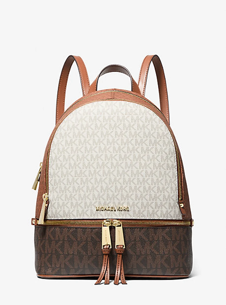 Rhea Medium Color-Block Logo Backpack