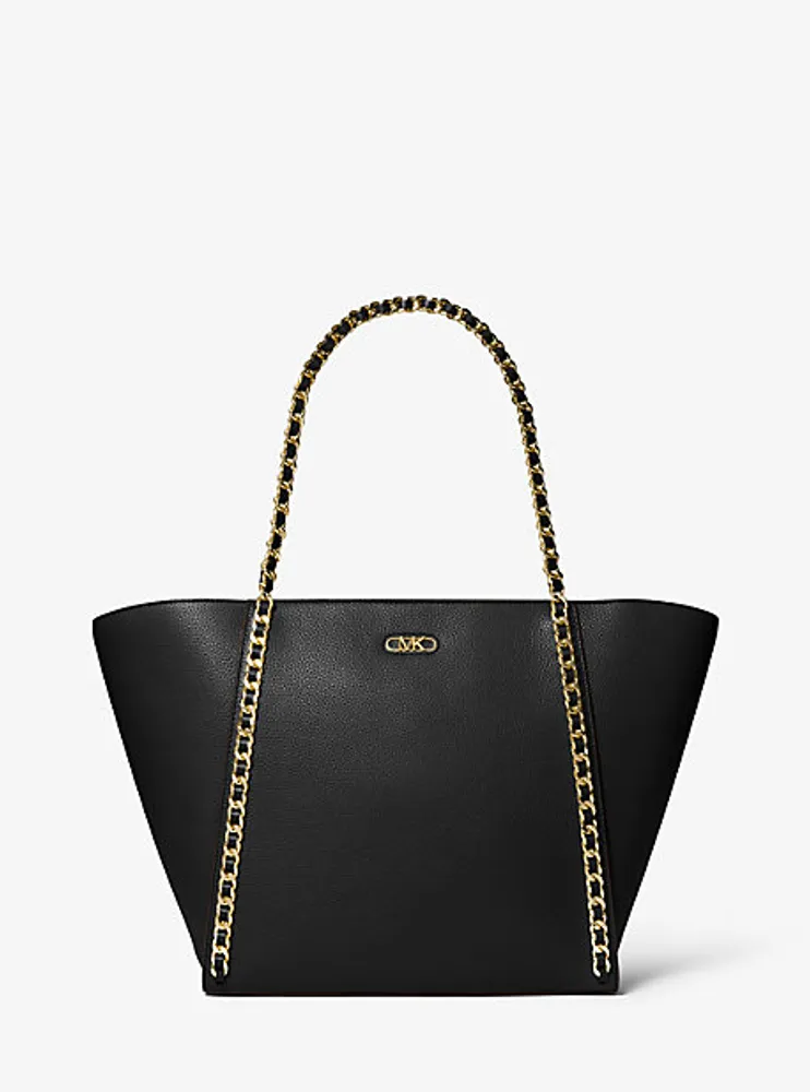 Westley Large Pebbled Leather Chain-Link Tote Bag