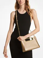 Grand sac à bandoulière Chelsea convertible en cuir Saffiano métallis