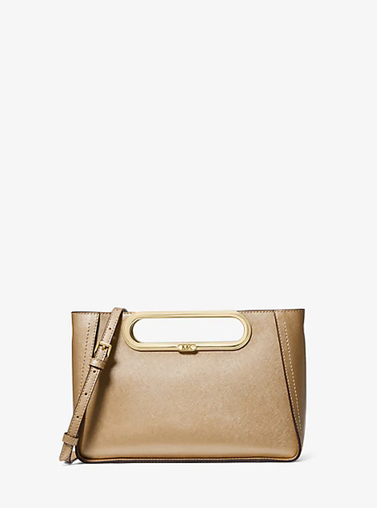 Grand sac à bandoulière Chelsea convertible en cuir Saffiano métallis