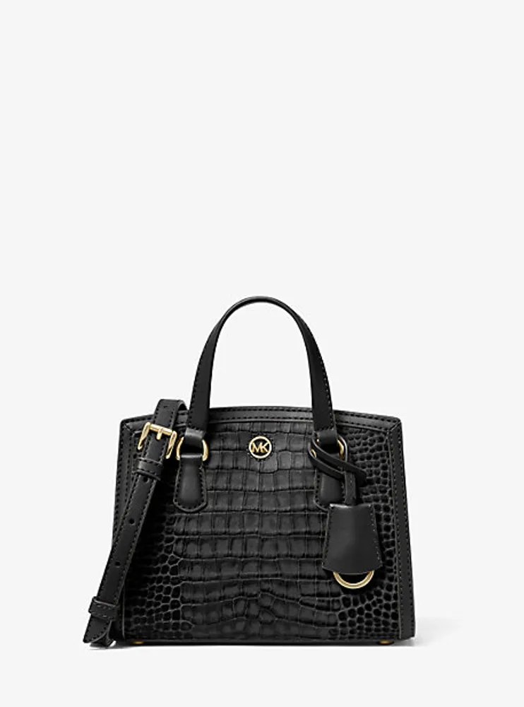 Chantal Extra-Small Crocodile Embossed Leather Messenger Bag
