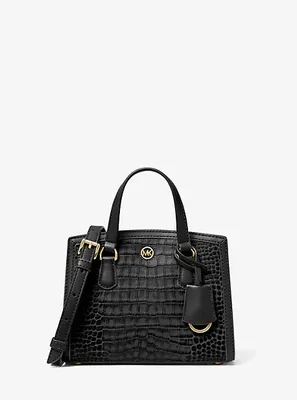 Chantal Extra-Small Crocodile Embossed Leather Messenger Bag