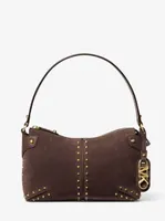 Grand sac à épaule Astor en suède clouté