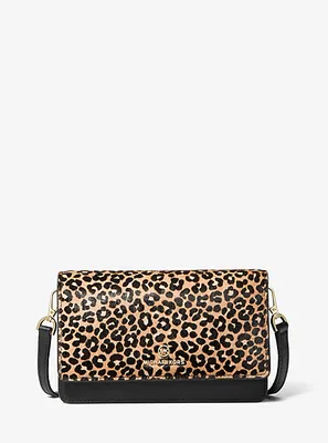 Jet Set Small Leopard Print Calf Hair Smartphone Convertible Crossbody Bag