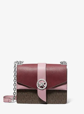 Petit sac à bandoulière Greenwich en cuir Saffiano et à logo à deux tons