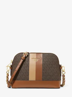 Grand sac à bandoulière arrondi à logo et à rayures