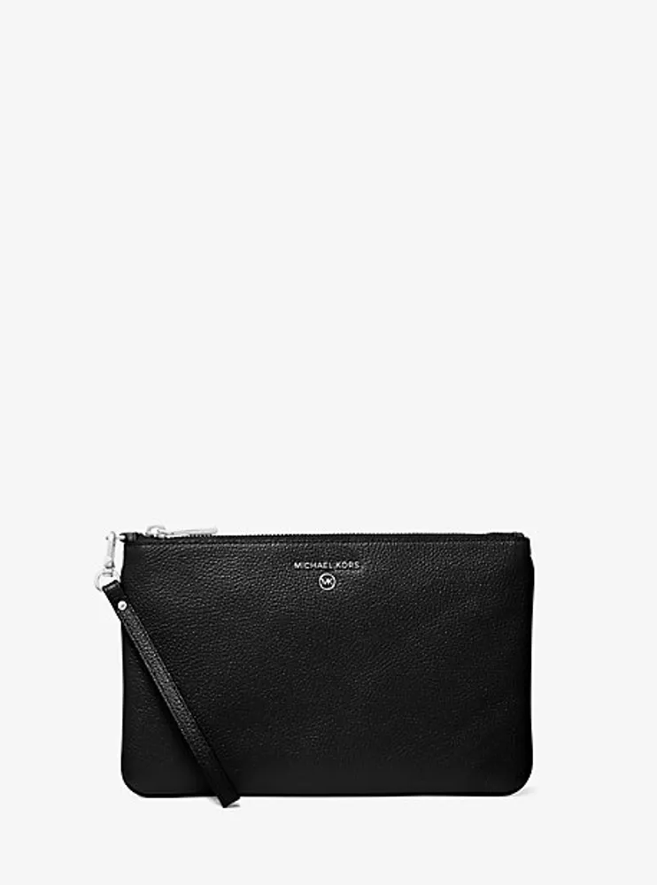Grande pochette-bracelet en cuir grainé