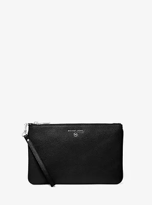 Large Pebbled Leather Wristlet