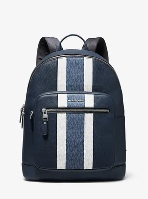 Sac à dos Hudson en cuir grainé rayures et logo
