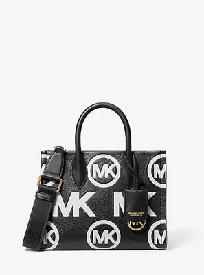 Petit sac à bandoulière Mirella en cuir grainé gaufré logo