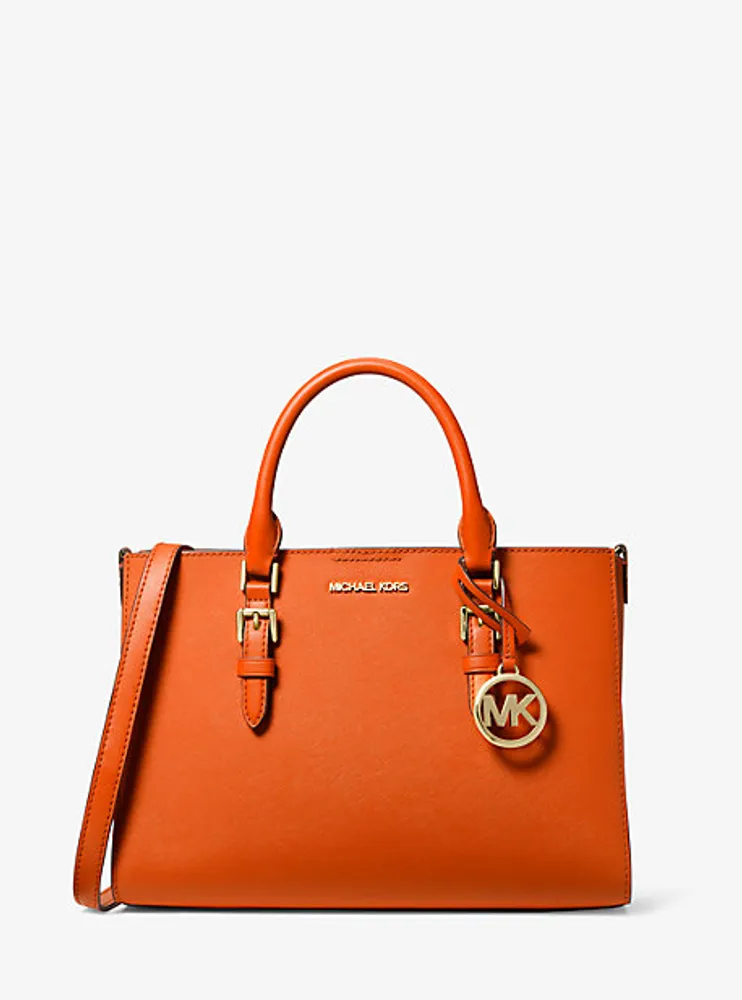 Sac fourre-tout Charlotte 2-en-1 de taille moyenne en cuir Saffiano et à logo