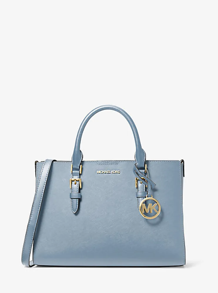 Sac fourre-tout Charlotte 2-en-1 de taille moyenne en cuir Saffiano et à logo