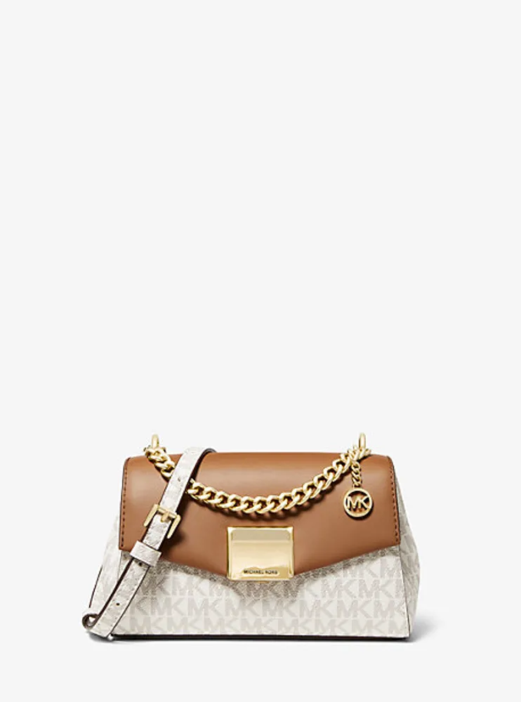 Petit sac à bandoulière Lita en toile à logo et en cuir à deux tons
