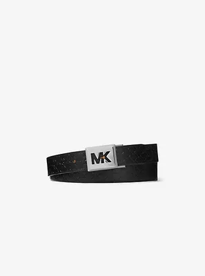 Ceinture réversible en faux cuir gaufré à logo