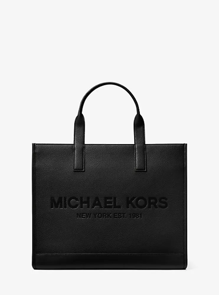 Cooper Logo Embossed Faux Pebbled Leather Tote Bag