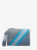Cooper Logo Stripe and Faux Leather Wristlet