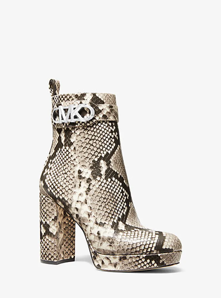 Botte à plateforme Parker en faux cuir gaufré motif de serpent