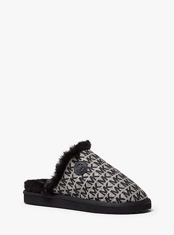 Janis Faux Fur-Lined Logo Jacquard Slipper