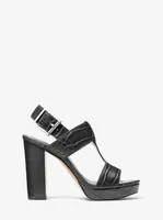Becker Crocodile Embossed Faux Leather Platform Sandal