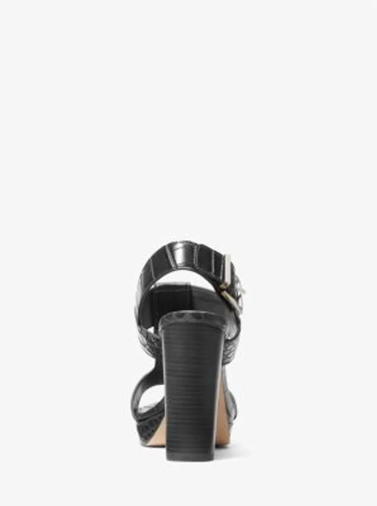 Becker Crocodile Embossed Faux Leather Platform Sandal