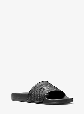 Gilmore Logo Embossed Faux Leather Slide Sandal