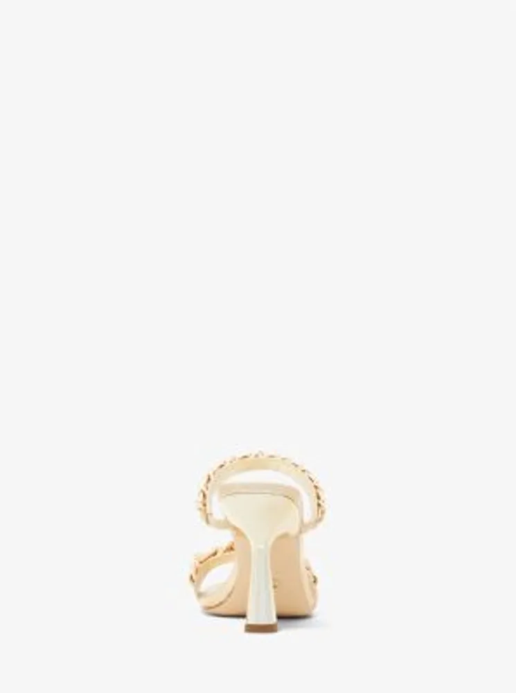 Clara Embellished Metallic Snake Embossed Leather Sandal