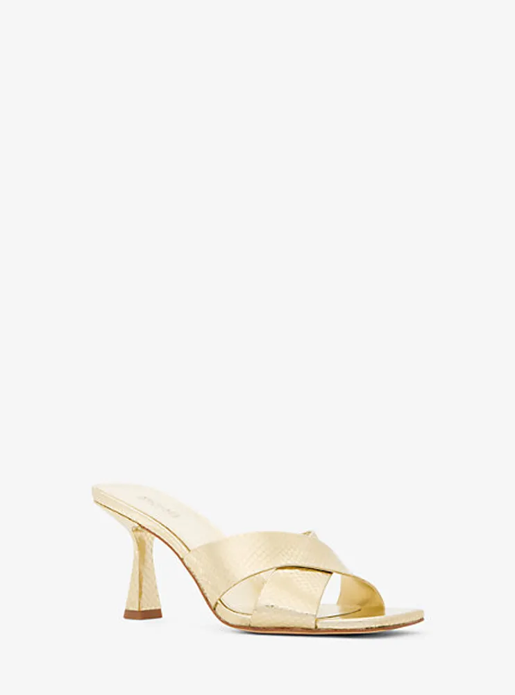Clara Metallic Snake Embossed Leather Mule