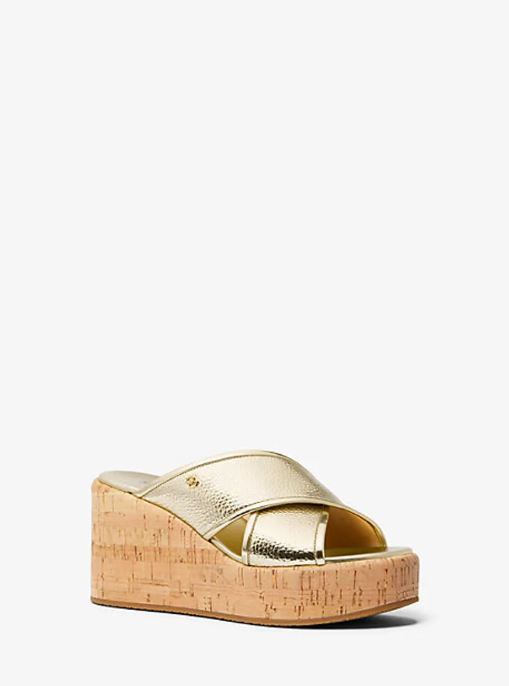 Cary Metallic Leather Wedge Sandal