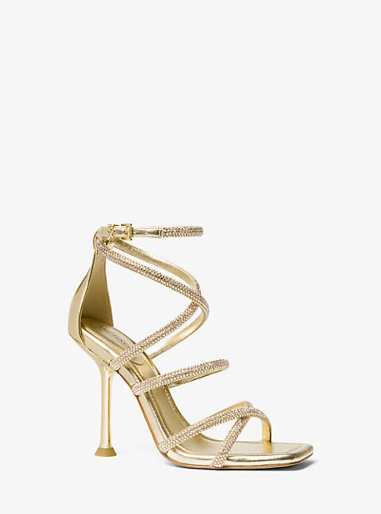 Imani Embellished Metallic Faux Suede Sandal