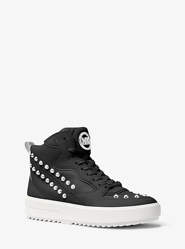 Emmett Studded Stripe Leather High-Top Sneaker