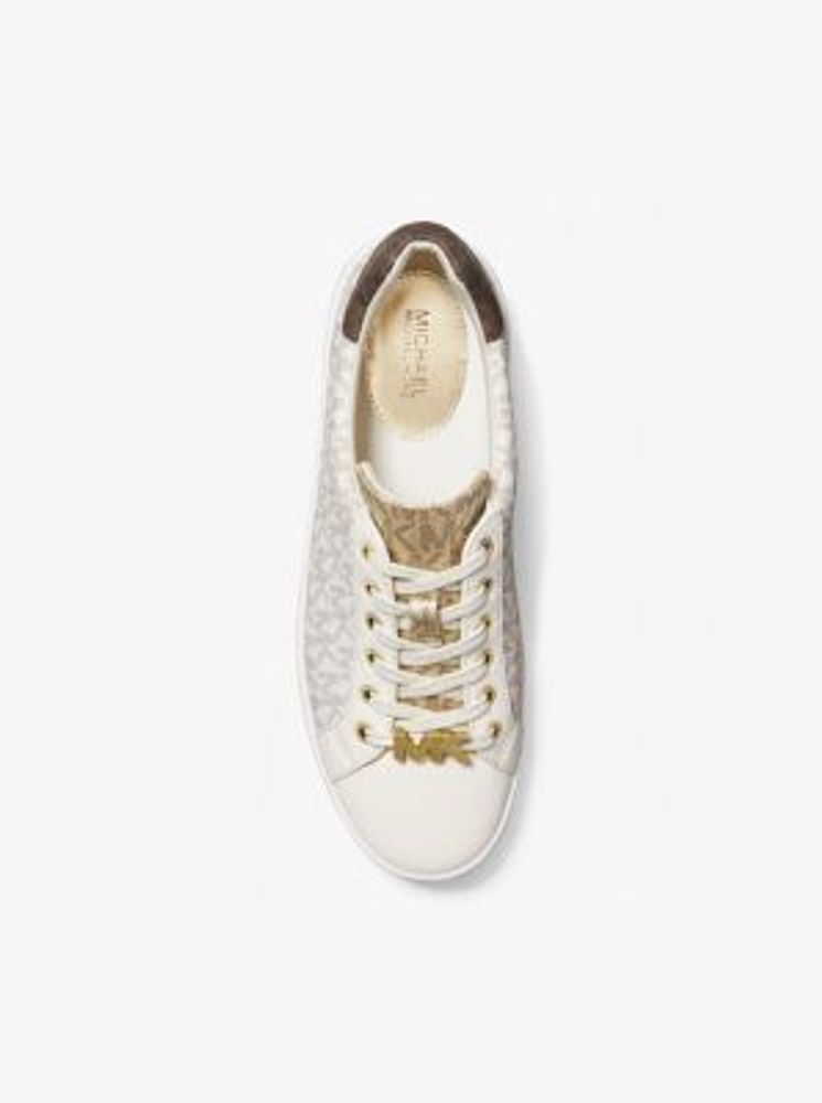 michael kors poppy embroidered logo jacquard platform sneaker