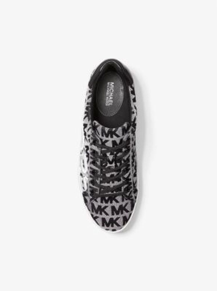 michael kors poppy embroidered logo jacquard platform sneaker