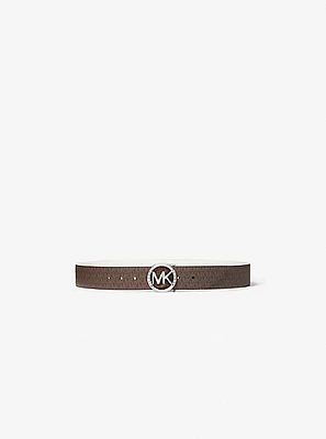 Ceinture réversible gaufrée à motif crocodile et logo
