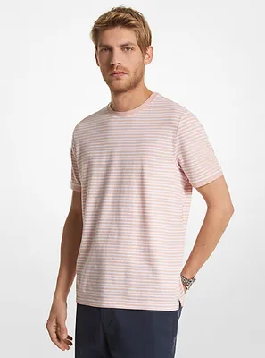 T-shirt en mélange de coton et de soie rayé