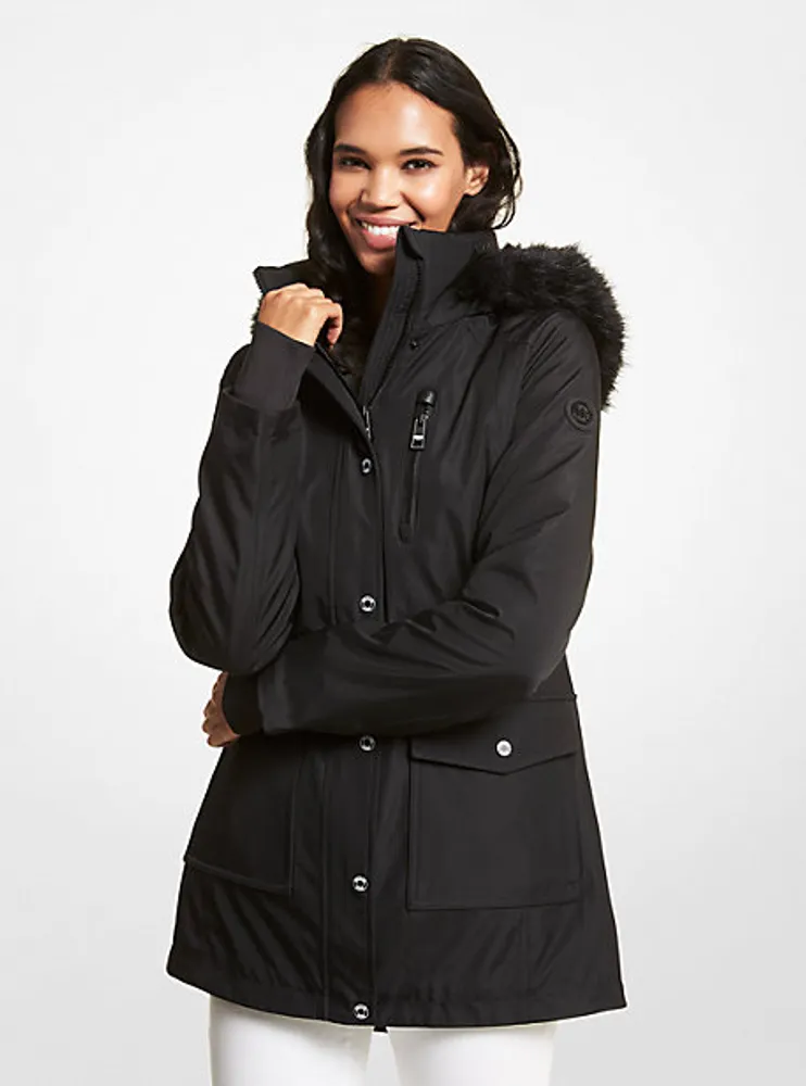 Parka à capuchon à garniture en fausse fourrure