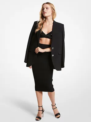 Ribbed Stretch Viscose Pencil Skirt