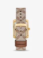 Mini Emery Gold-Tone and Empire Logo Jacquard Watch