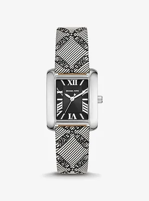 Mini Emery Silver-Tone and Empire Logo Jacquard Watch